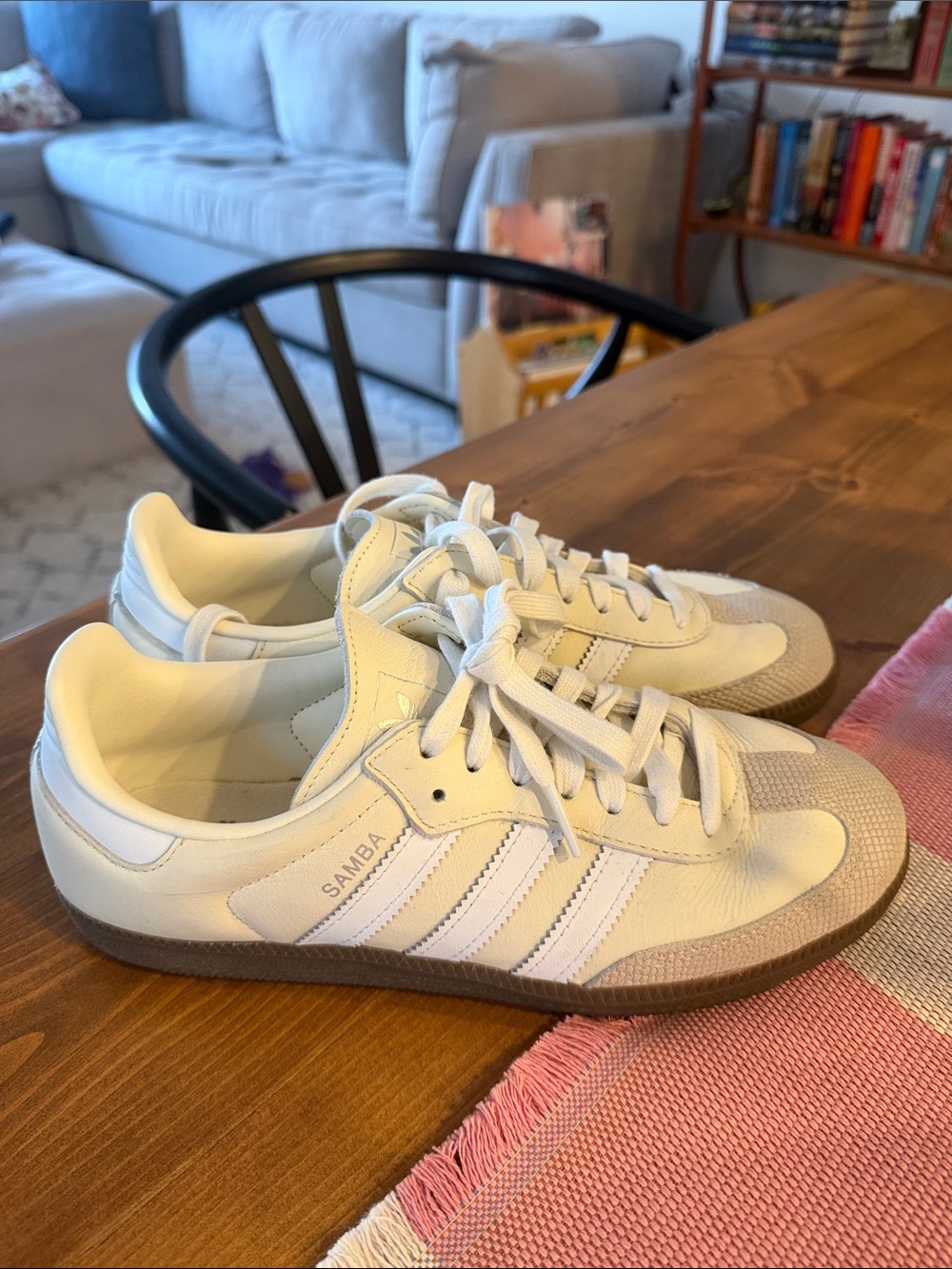 adidas Samba Sneakers in White with Gum Outsole